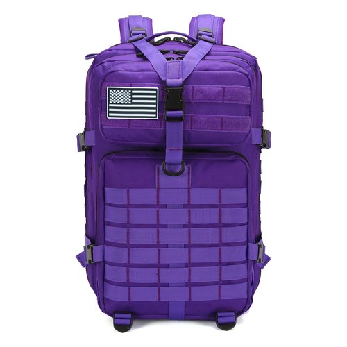 SEYATULLH 45L Military Tactical Backpack for Men & Women Bug Out Bag Assault pack Molle Daypack Hiking Trekking Rucksack(45L purple)