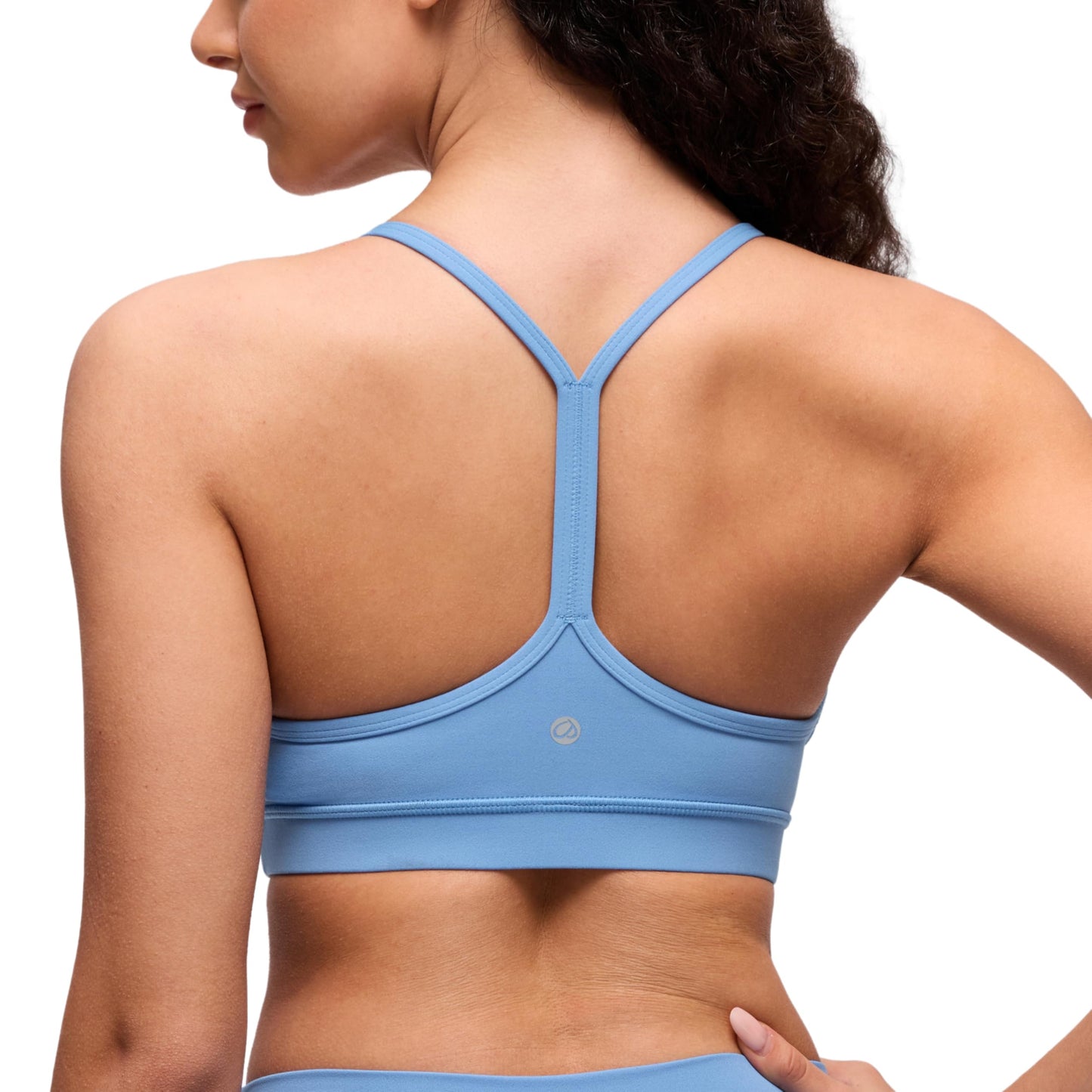CRZ YOGA Butterluxe Y Back Sports Bras for Women - Padded Racerback Low Impact Spaghetti Thin Strap Workout Yoga Top Party Blue X-Large
