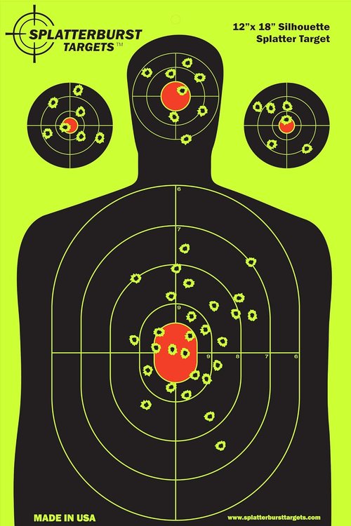 Fluorescent Yellow Silhouette Splatter Targets - 12x18 Inch Shooting Targets - Made in USA