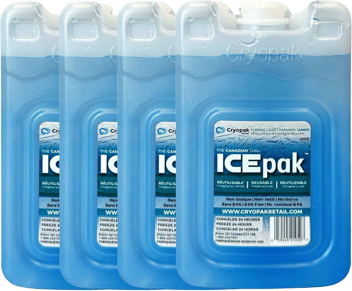 Cryopak ICEpak Large Hard Shell Reusable Ice Packs for Coolers and Lunch Box Use, Freezer Safe Gel Design, Professional Grade Cooling, Non-Toxic and BPA Free, Essential Travel Accessories, Large
