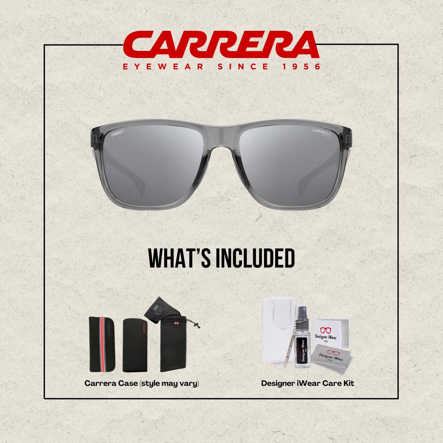 Carrera-Ducati CA003/S R6S 57MM Grey Black / T4 Silver Mirror Square Sunglasses for Men + BUNDLE With Designer iWear Complimentary Eyewear Kit