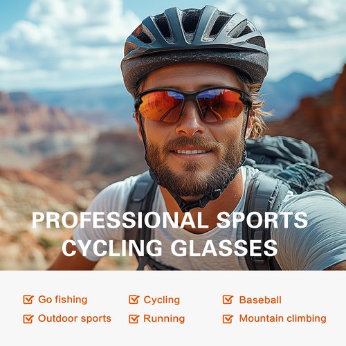 Occhsouo Sports Polarized Sunglasses for Men: UV400 Protection Sun Glasses Wrap Around Goggles for Running Driving
