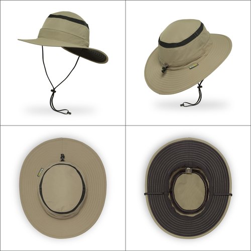Sunday Afternoons Cruiser Hat - Breathable Sun Hat for Men & Women - UPF 50+ Bucket Hats for Beach, Hiking, Fishing, Safari - Water Repellent - Wide Brim Boonie with String - Olive Terrain, Large