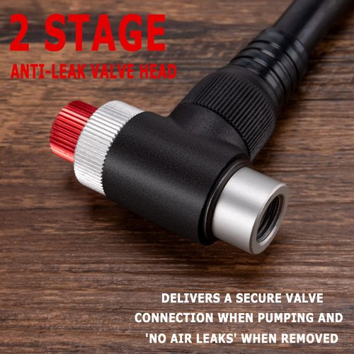 Shock Pump for Mountain, Road Bikes and Motorcycle - 300 Psi High Pressure for Front Fork and Rear Suspension Air Shocks Pump with Gauge -Portable Mini Pump with Air Bleed Button (Silver)