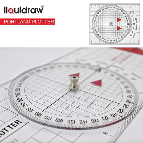 Liquidraw Portland Course Plotter Navigation Divider Kit Marine Sailing Nautical Protractor Single Handed Straight Divider Solid Brass 8"", Transparent
