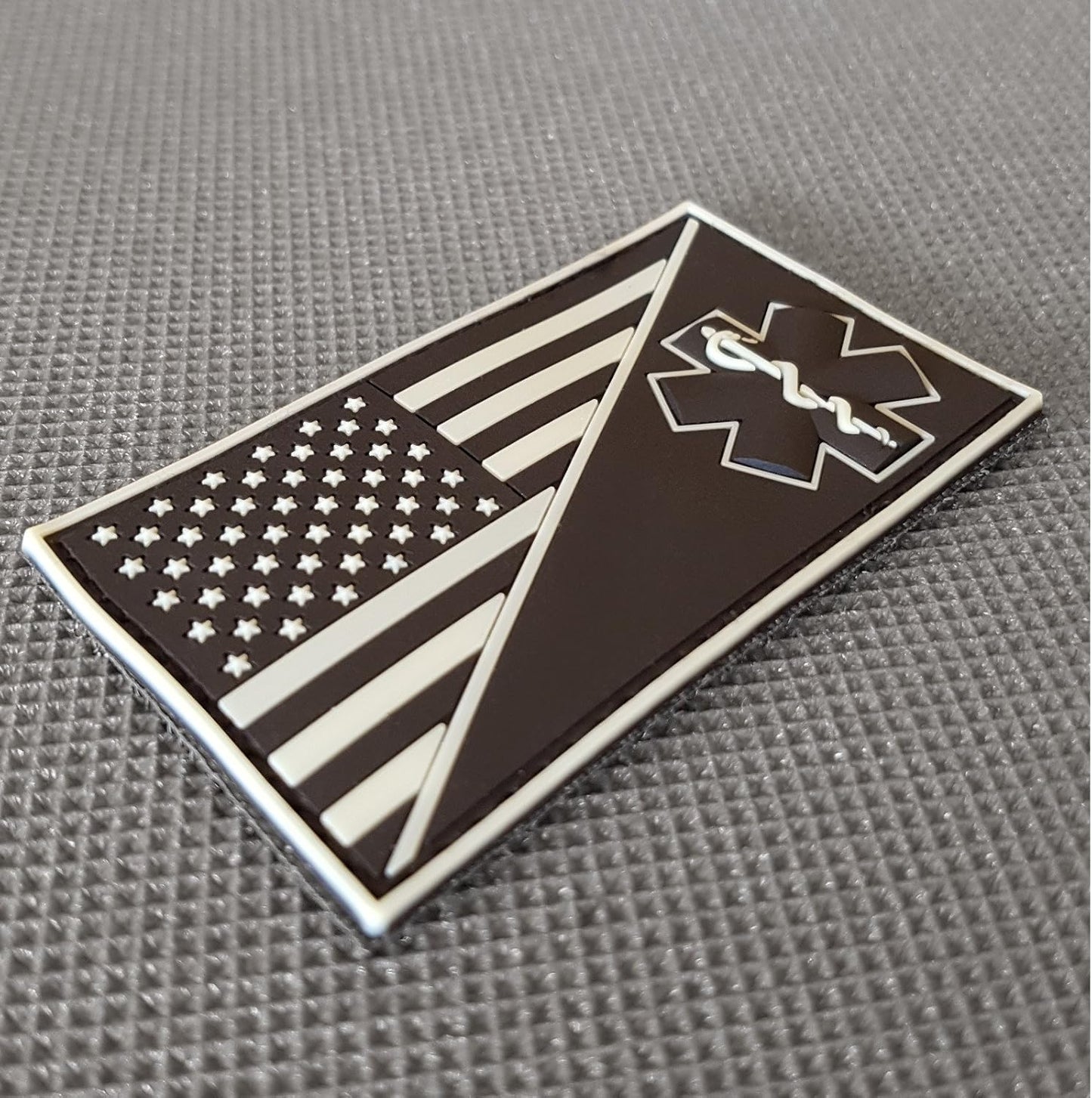 American Flag Medic Patch PVC EMS Patch Compatible with Velcro EMS Patches for Backpacks Medical Patch Paramedic Patch Tactical Medic Patch EMT Patch Medical Cross Patch (Blackout Subdued)