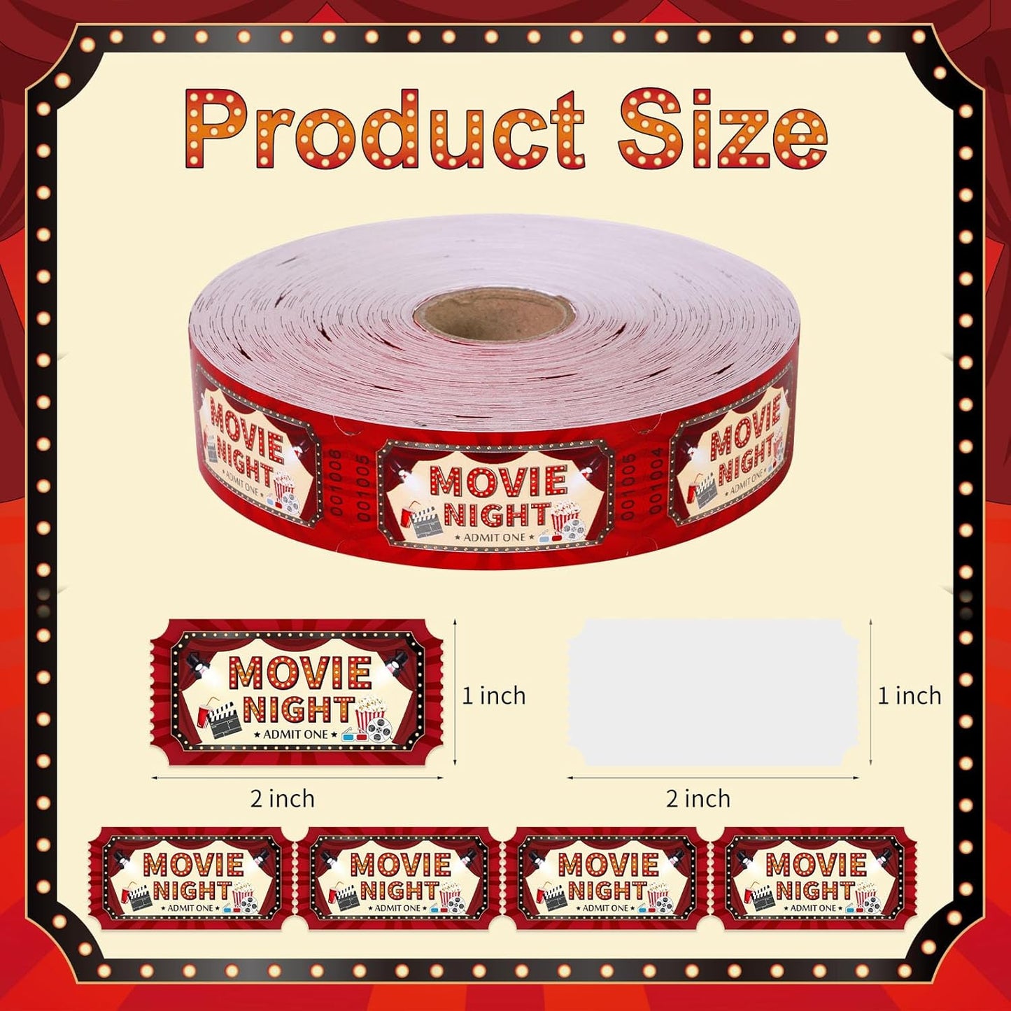 1000 Pcs Drink Ticket Single Raffle Tickets Roll Cocktail Design Free Drink Ticket for Events Wedding Work Formal Parties Leisure Class Reward