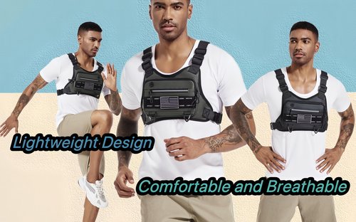 YZDD GOMIA Chest Bag For Men and Women Water Resistant Running Vest Tactical Chest Bag Pack for Sports Outdoor (Black)