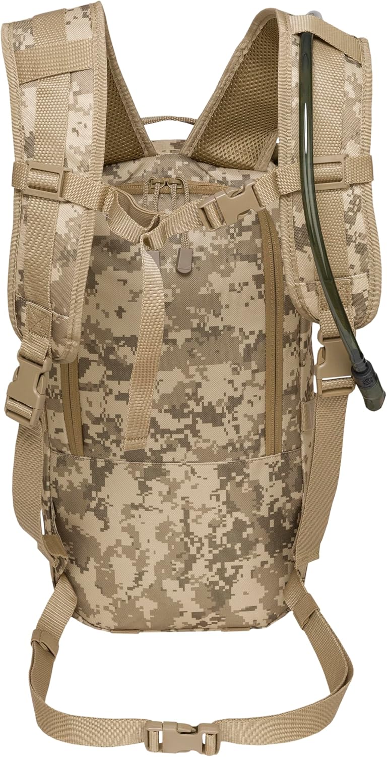 Surge Tactical Hydration Pack Military Backpack with MOLLE System | Survival Bug Out Bag | 22L Storage Capacity + 3L Reservoir (Digital Sand)