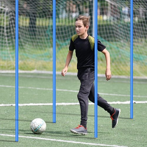 Vertintong Agility Training Poles Equipment Soccer Training Equipment Includes 4 Pcs 5ft Soccer Training Poles 13 ft Agility Ladder 10 Soccer Disc Cones with Black Bag for Speed Training(Blue)