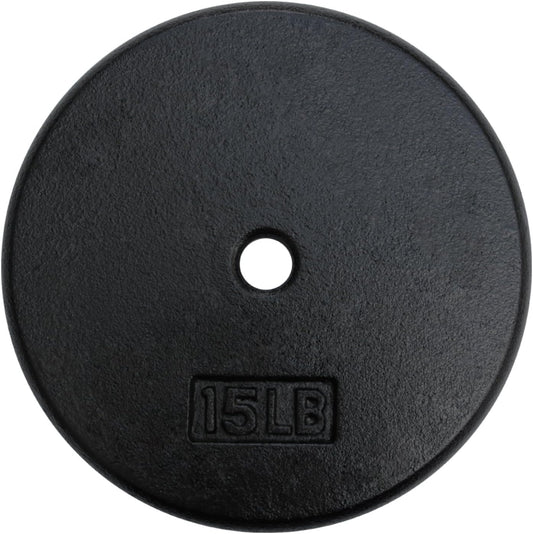 A2ZCARE Standard Cast Iron Weight Plates 1-Inch Center-Hole for Dumbbells, Standard Barbell 1.25, 2.5, 5, 10, 15, 20 lbs (15lbs (Single))