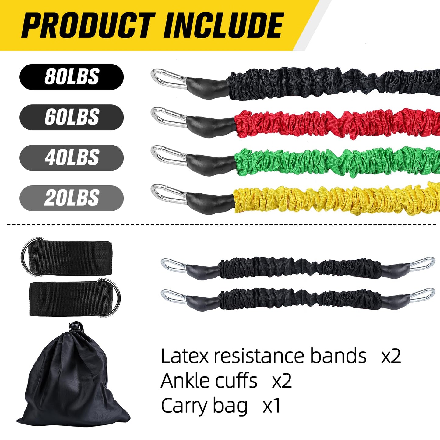 Ankle Resistance Bands with Cuffs Ankle Bands for Working Out Exercise Bands for Leg, Hip, Booty Training Ankle Straps with Exercise Bands for Butt Lift Women Men Great for Home Workouts and Fitness