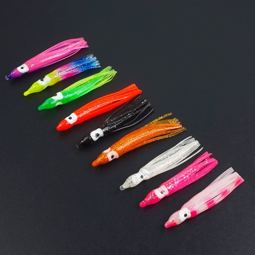 Octopus Squid Skirts Lure,45pcs Multi-Color Soft Plastic Lures Bass Trolling Lure Fishing Baits for Bass Salmon Trout 1.97inch