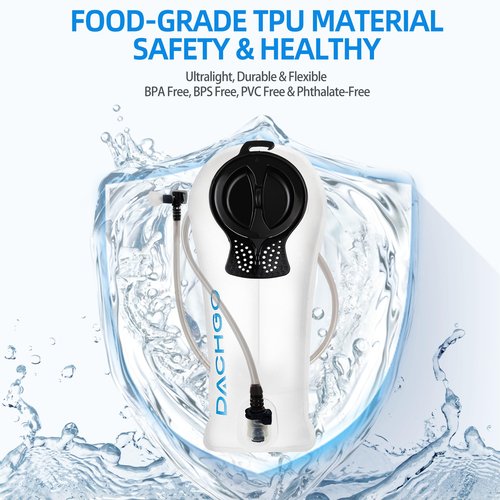 Dachgo Hydration Bladder, 1.5L 2L 3L Water Bladder for Hiking Backpack, BPA-Free & Taste-Free Hydration Water Reservoir, Camping Cycling Running (Clear White, 1.5L)