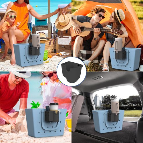 Coolnice Cup and Phone Holder for Stanley/Owala/Yeti,3 in 1 Silicone Cup Holder Fits 16-40oz, Compatible with All Bogg Bag,Simple Modern Beach Tote,Water Bottle Accessories for Phone Sunglasses-Black