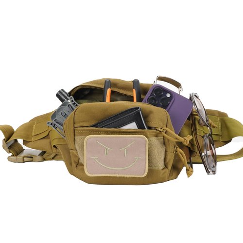 SIVIGEAR Tactical Fanny Pack for Men,Molle Waist Bag with Patch Utility Hip Belt Bumbag for Outdoor Hiking, Mountain Climbing Coyote Brown