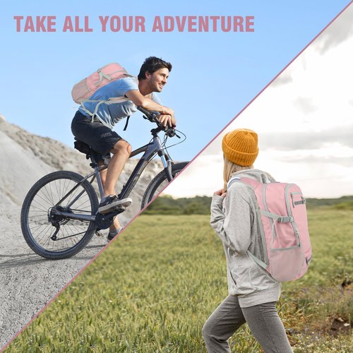 Zavothy 18L Hiking Backpack for Women with 3L Insulated Hydration Pack - Water Backpack for Hiking, Trekking & Camping, Breathable Mesh Backpanel, Water-Resistant, 6 Pockets Pink