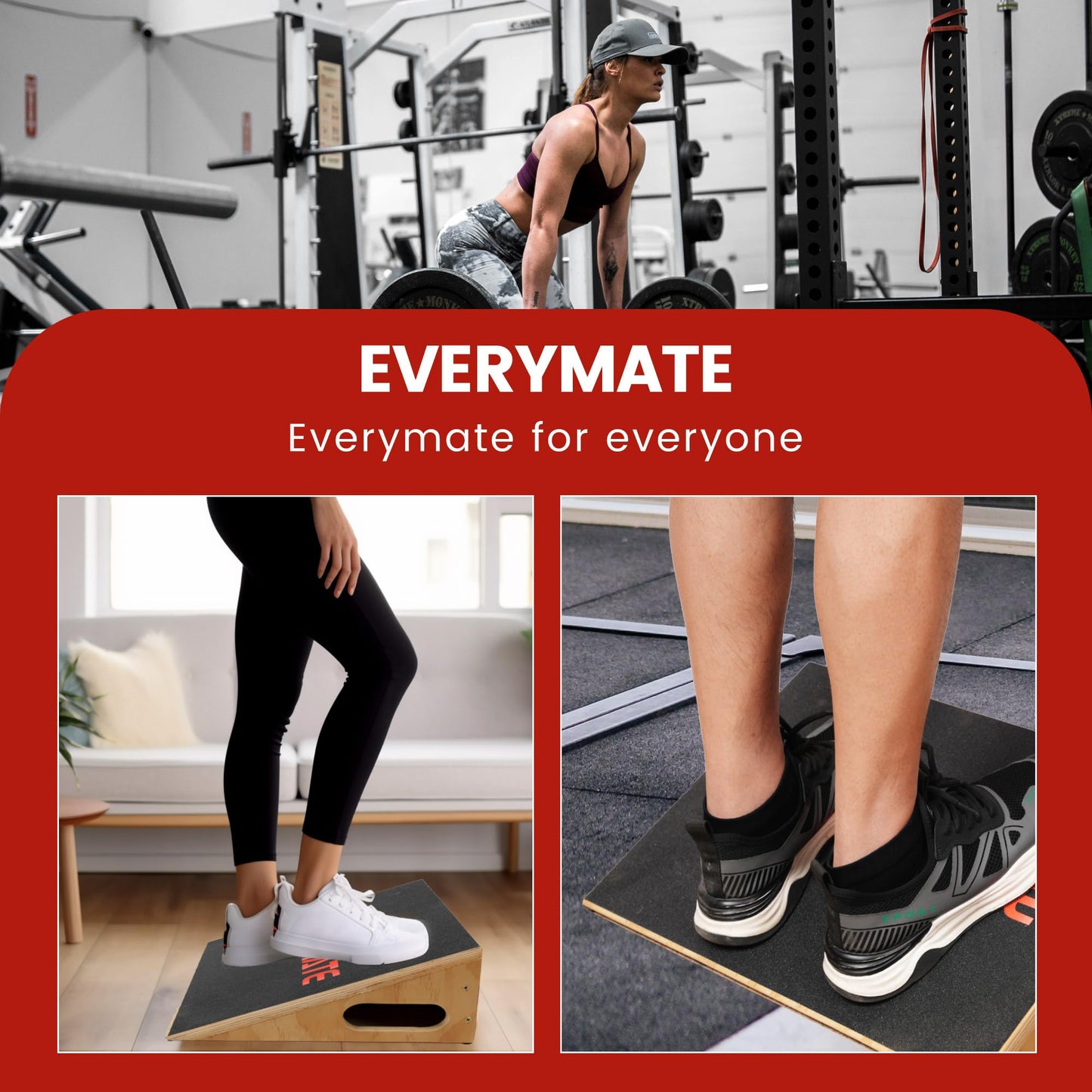EVERYMATE Slant Board Calf Stretcher, Non-Slip Heel Elevated Squat Wedge Block for Weightlifting and Calf Stretching, Knees Over Toes Equipment 1000LB