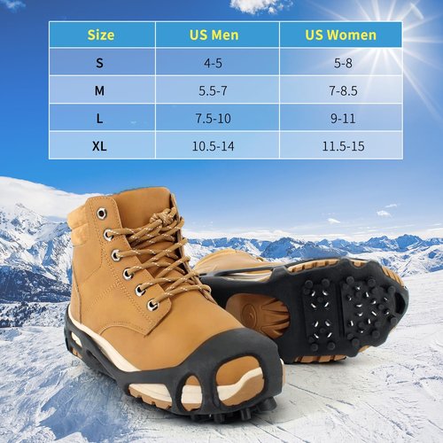 Xproutdoor Ice Cleats Snow Grips, Crampons Anti-Slip Traction Lightweight Portable for Walking on Snow & Ice, Easy Step-in for Shoes/Boots
