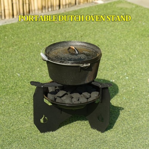 ONLYFIRE Portable Camping Stove with Carry Bag, Detachable Dutch Oven Stand with Foldable Pot Brackets, Outdoor Wood Charcoal Stove for Camping Hiking Picnic Patio Cooking, GS340