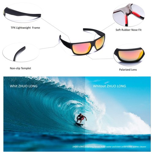 ZHUO LONG Floating Polarized Sunglasses Vintage Style Sun Glasses for Fishing Surfing Kayaking with UV400 Protection