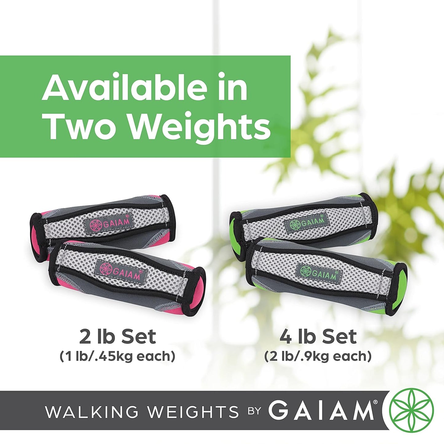 Gaiam Hand Weights for Women & Men Soft Dumbbell Walking Hand Weight Sets with Hand Strap