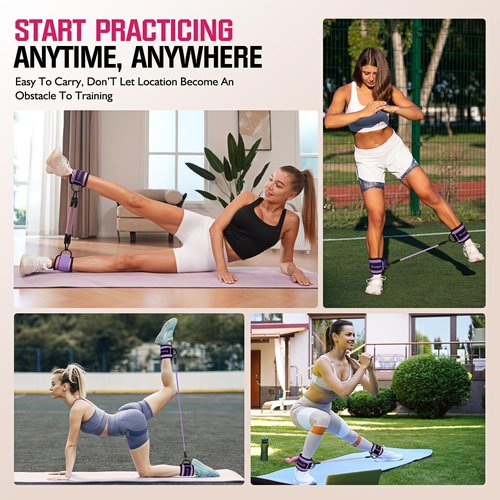 Ayombo Ankle Resistance Bands with Cuffs, Home Gym Workout Equipment, Lifting Glute Butt Exercise Equipment for Women, Ankle Weights Fitness Set, Leg Booty Equipment for Training Perfect Body Shape