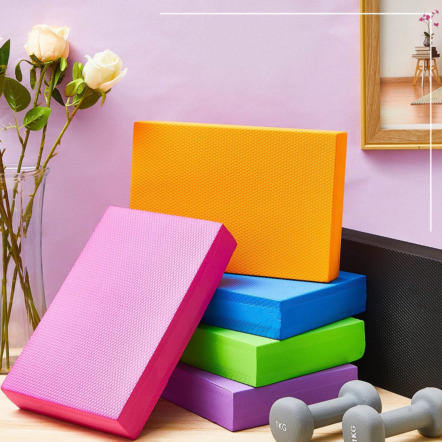 6 Pcs Balance Pad Balancing Foam Pad Yoga Mat Trainer Non Slip Cushion Exercise Mat Knee Pad for Fitness and Stability Stretching, Pilates, Physical Therapy, Core Trainer, 11.81 x 7.87 x 1.97 Inch