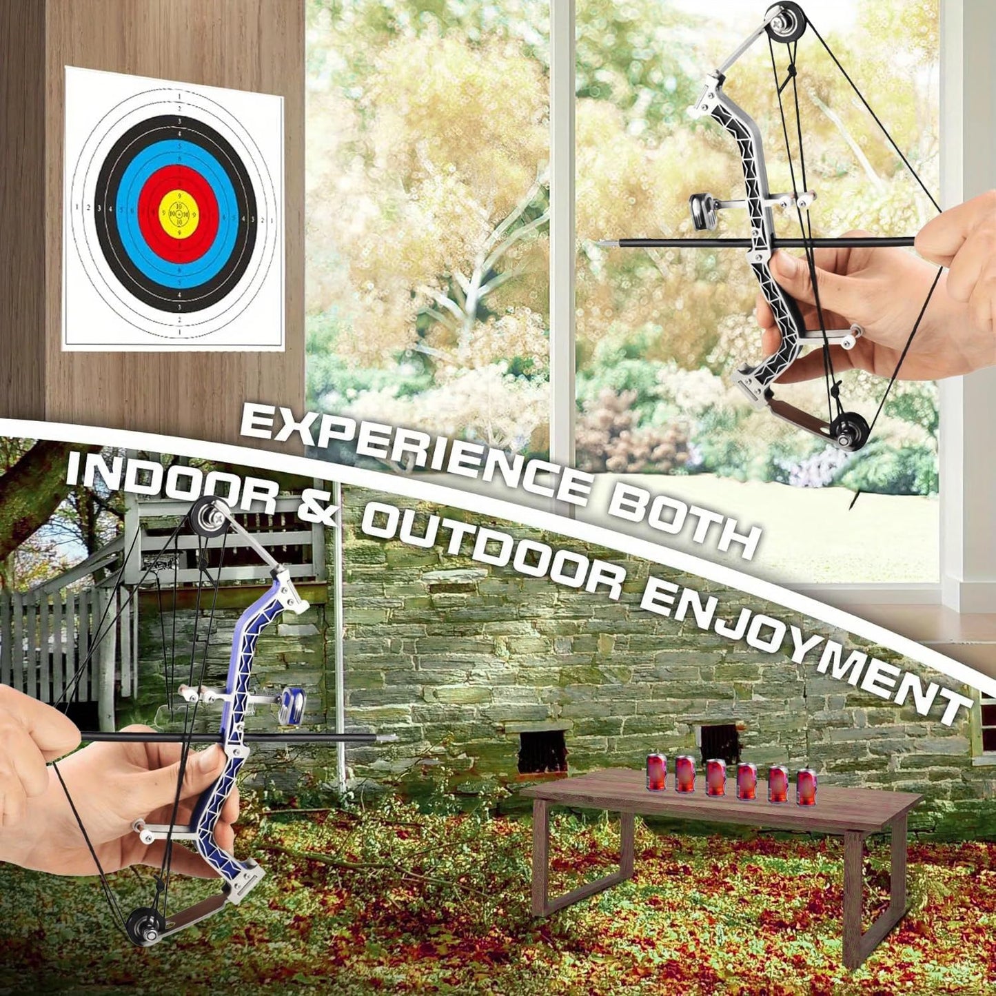 Archery Set Compound Bow Stainless Steel Training Bow Outdoor Sports Hunting Cool Stuff Professional Competition Black Style Length 10 inches