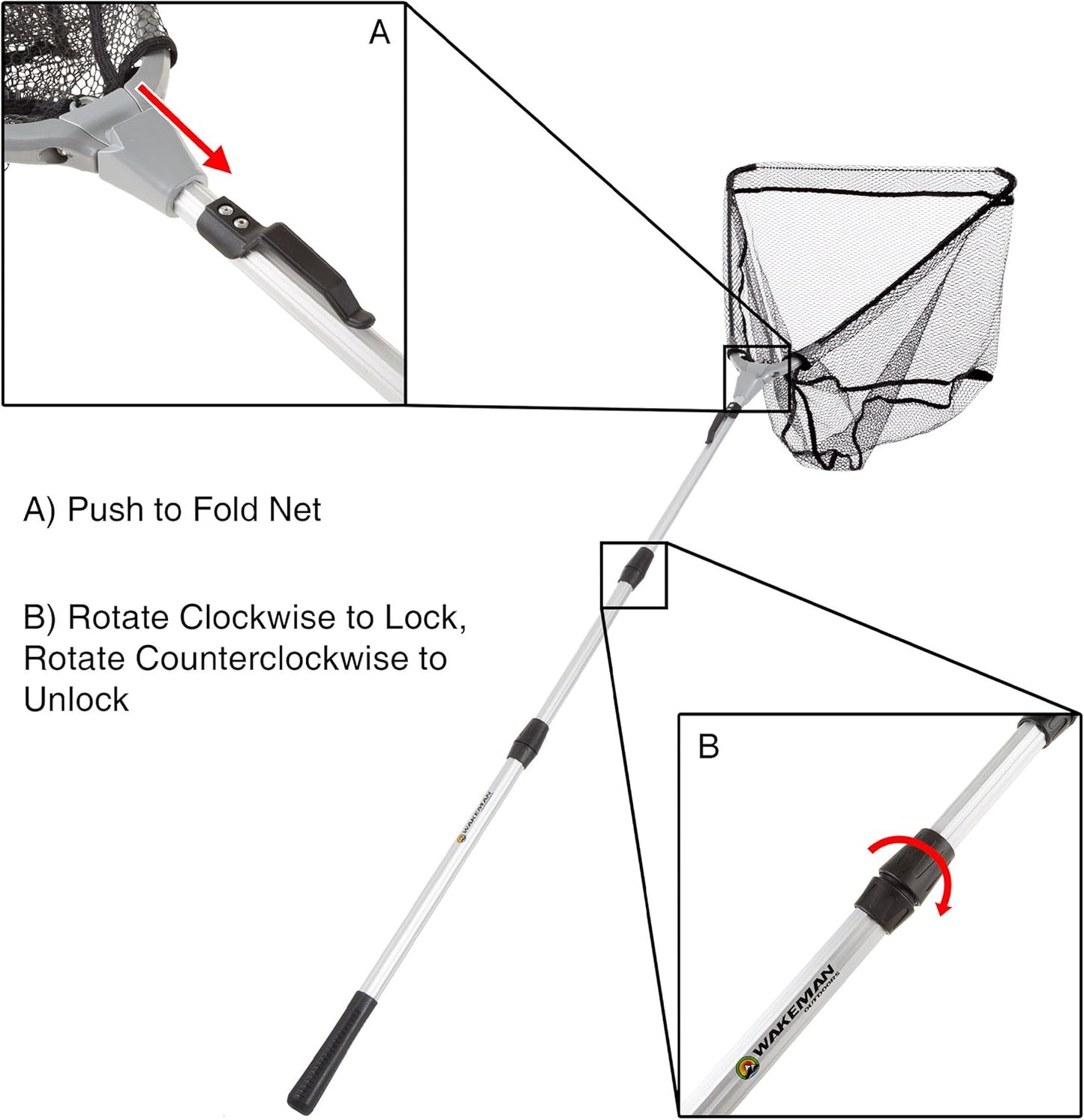 Fishing Net with Telescoping Handle- Collapsible and Adjustable Landing Net with Corrosion Resistant Handle and Carry Bag