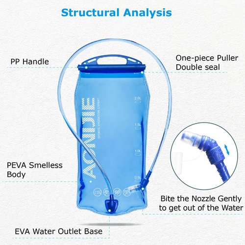 YAPJEB Hydration Bladder, BPA Free, 1L/1.5L/2L/3L, Portable Water Reservoir for Running, Hiking, Climbing, Cycling (PEVA, 1.5L)