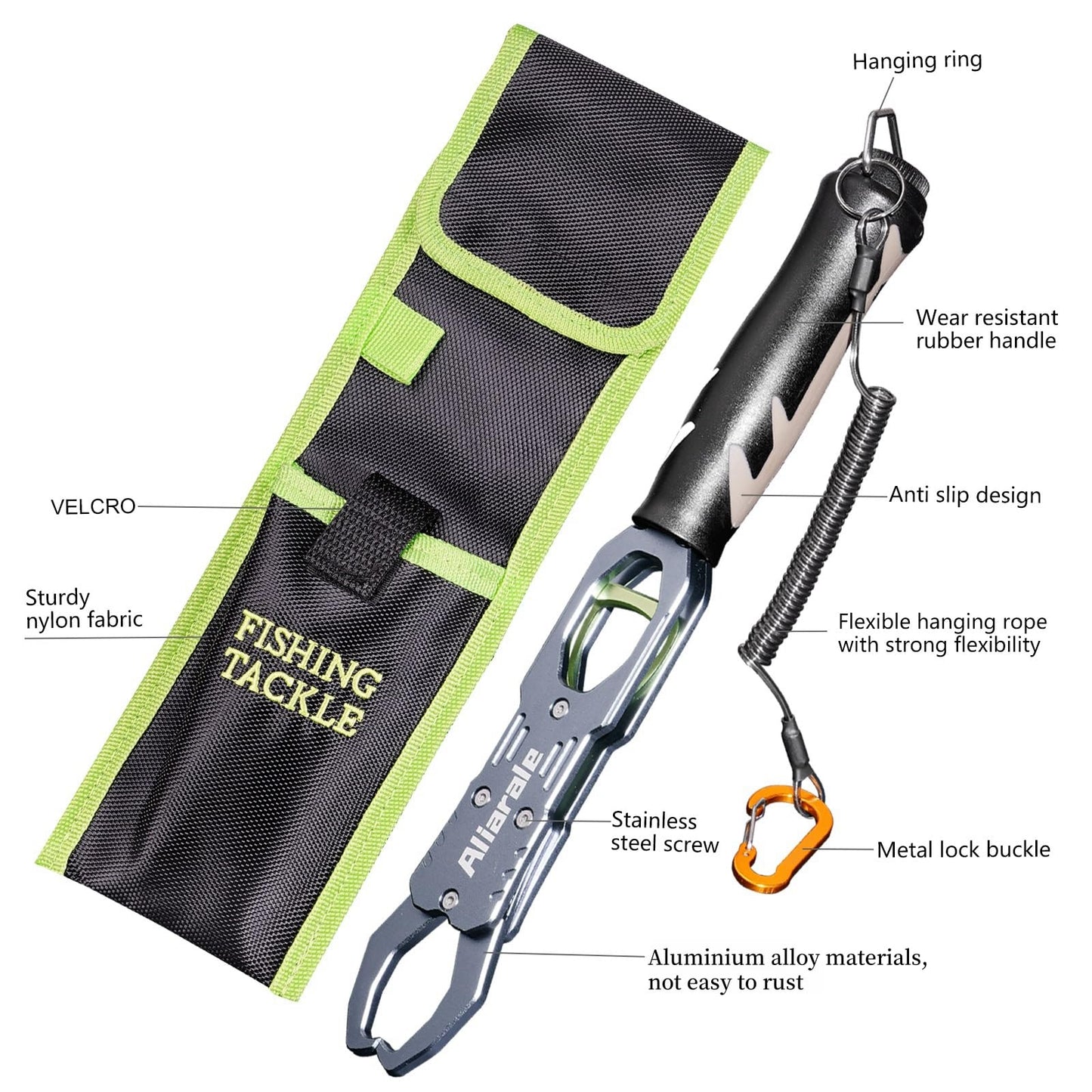 Fish Lip Gripper Fish Scales Professional Fish Holder Aluminium Alloy Material Grabber 40 Pound Fish Lip Grip Tool with Weight Scale and 360 Degree Rotation,Fish Grabber Clip Fish Control Tackle