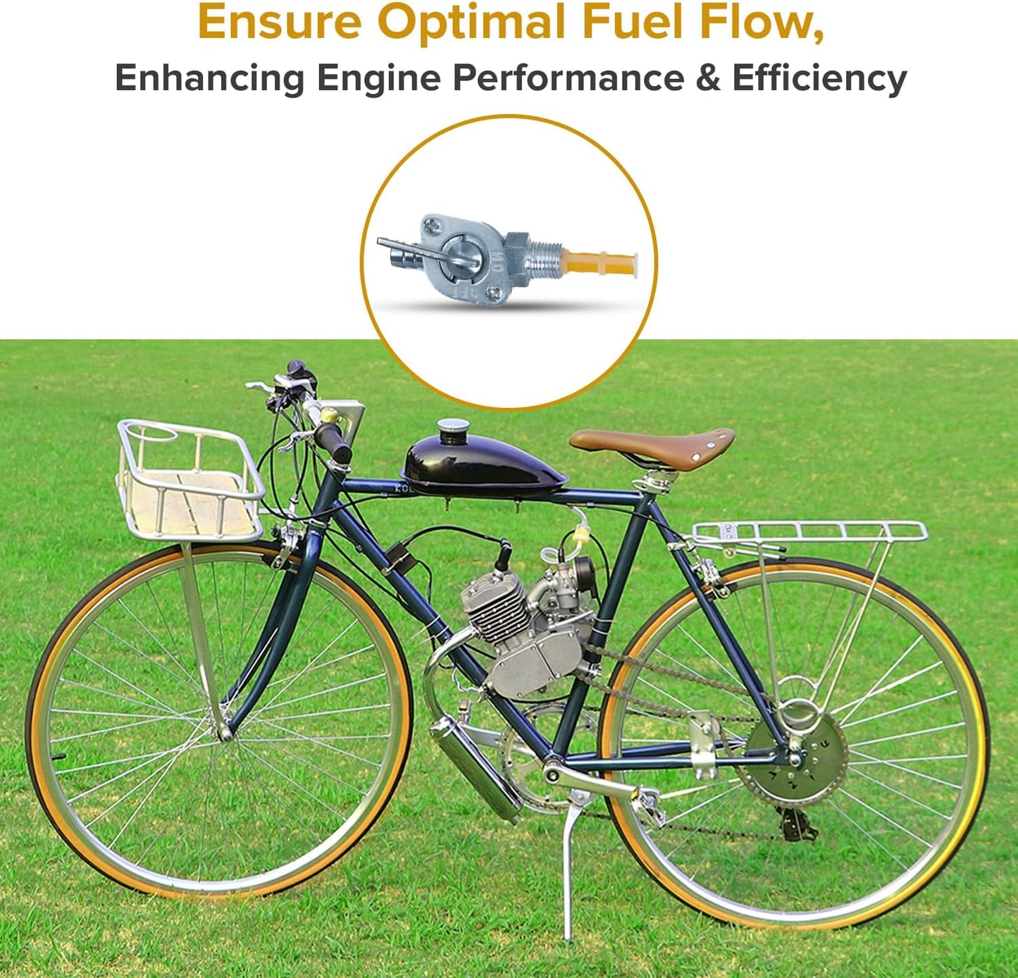 AlveyTech Petcock Fuel Valve with M10-1.0 Thread for 80cc 2-Stroke Bicycle Engine Kit