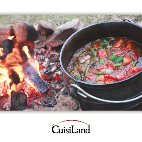 Cuisiland 3.2QT Cast Iron Potjie Cauldron Pot with Lid & 3 Legs – Pre-Seasoned South African-Style Campfire Pot for Outdoor Cooking, Soups, Stews & Braising – Heavy-Duty Cast Iron Dutch Oven