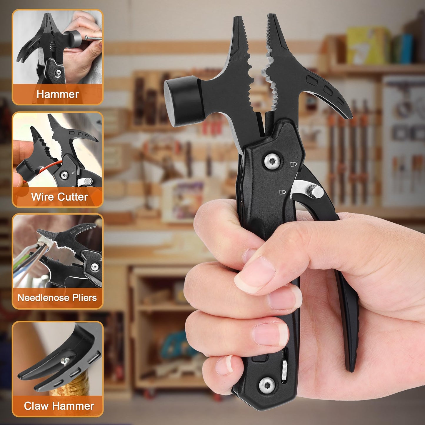 JSWS Christmas Gifts for Dad from Daughter Son Gifts for Men-Multi tool Camping Hiking Survival Gear 12-in-1 Hammer Multitool Cool Gadgets for Men-Christmas Stocking Stuffers for Men Dad Mens Gifts