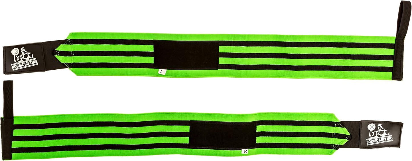 Nordic Lifting Wrist Wraps Super Heavy Duty (1 Pair/2 Wraps) 24" Support for Weight Lifting | Powerlifting | Gym | Cross Training- Weightlifting Thumb Loop - Men & Women