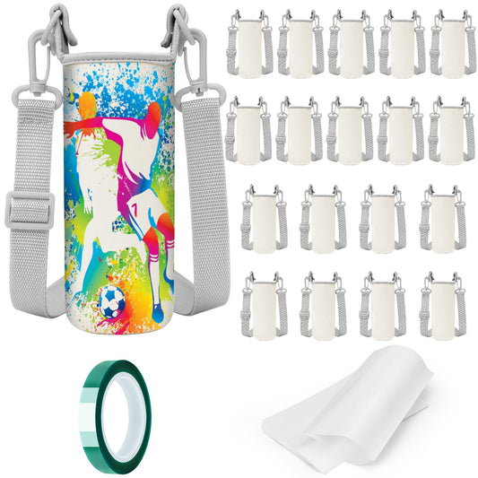 37PCS Sublimation Blanks Water Bottle Carriers Bag 26oz Insulated Neoprene Water Bottle Holder Sleeve Tumbler Blank Pouch Cover for 750ml with Adjustable Strap for Adult Kids