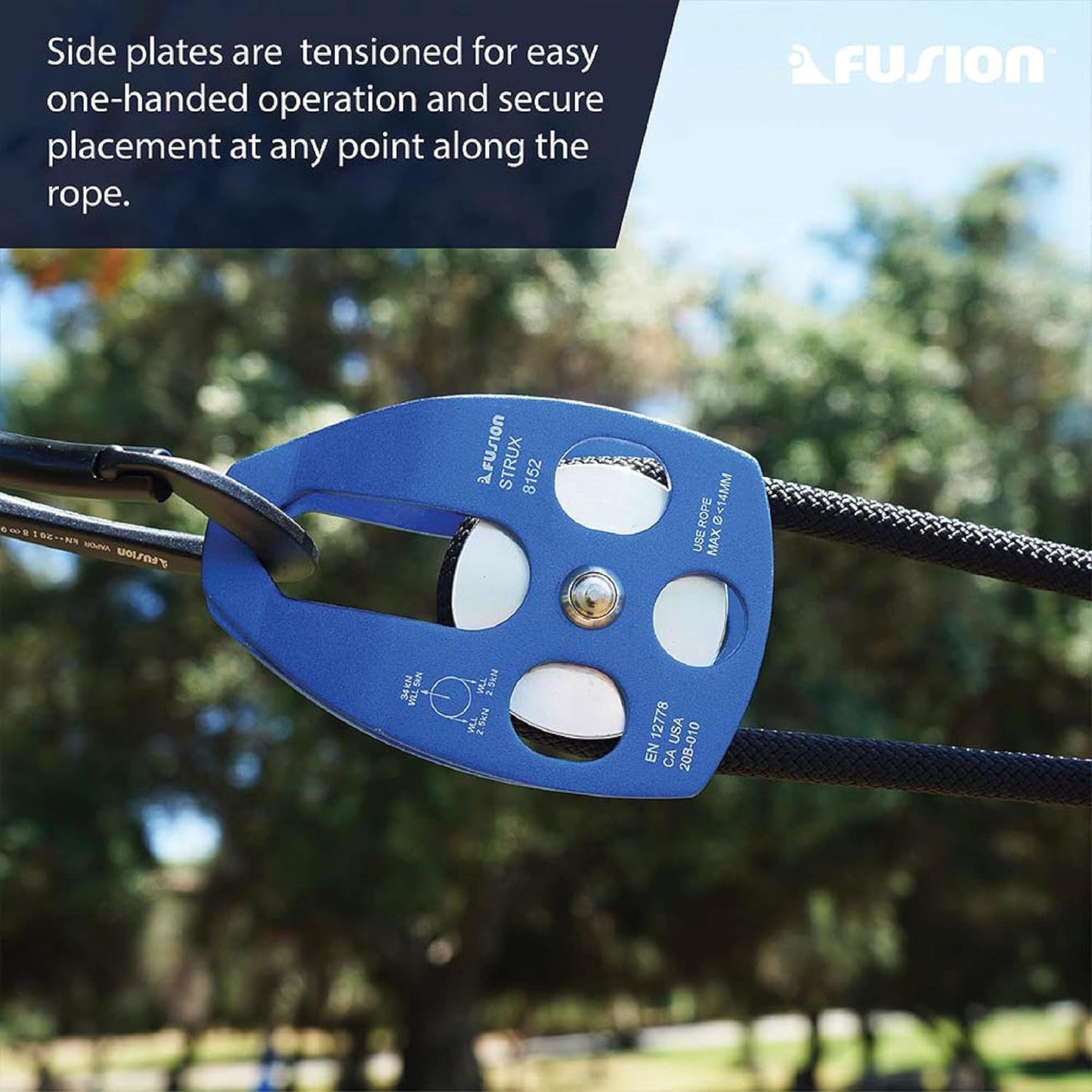 Fusion Climb Strux Aluminum Rescue Side Swing Pulley Blue 34KN…