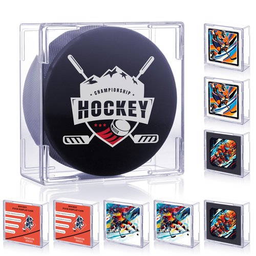 MewVeer Hockey Puck Display Case, 8 Pack Acrylic Holder for Official Size Pucks, Gifts for Hockey Collectors and Enthusiasts, Premium Display Box for Collectibles
