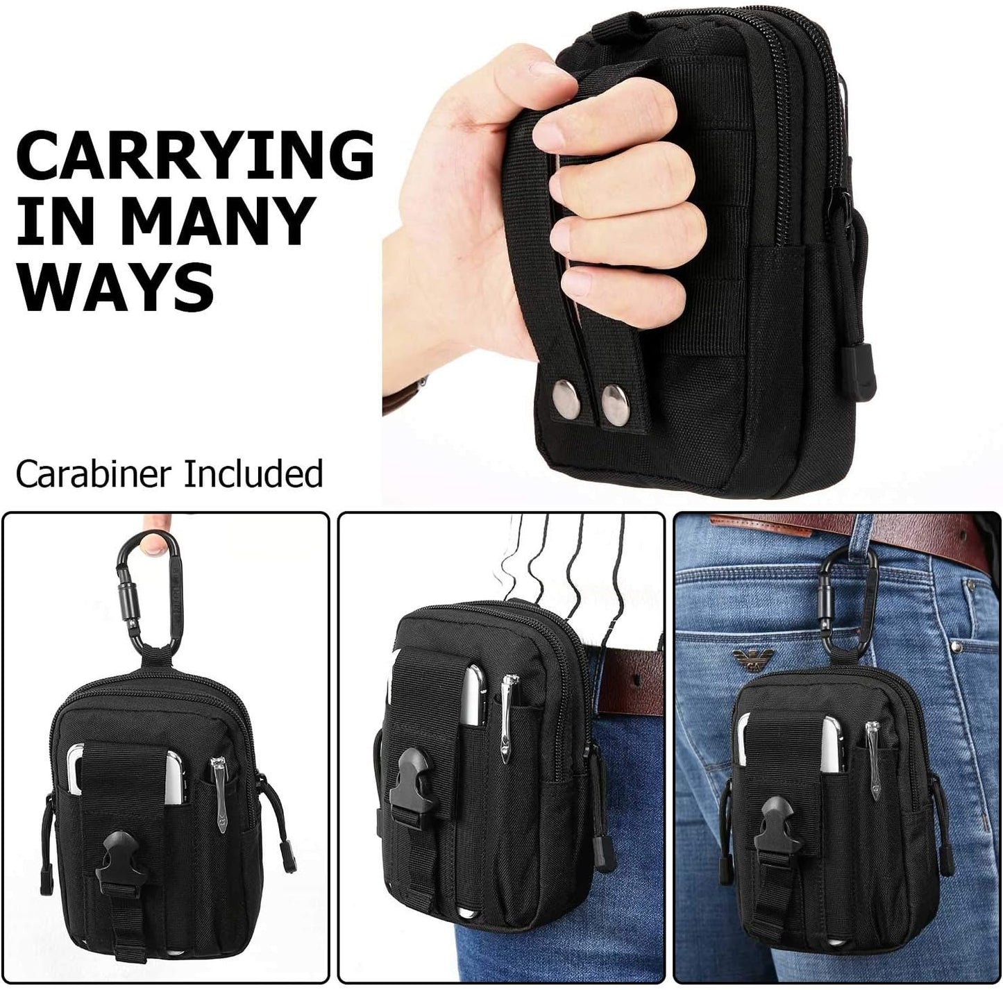 Tactical Waist Pouch EDC Molle Waist Bag Belt Phone Pouch Holster Purse Carrying Pouch for Smartphone, Tools