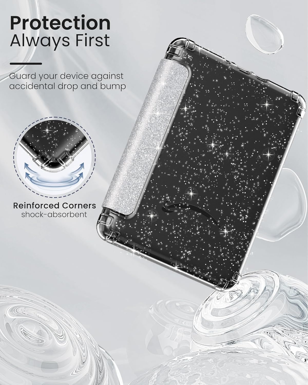 MoKo Case for All-New 7" Kindle Paperwhite 2024 12th Gen&Kindle Colorsoft Signature Edition 2024,Ultra Clear Soft Flexible Glitter TPU Back Cover Light Shell with Auto Wake/Sleep, Glitter Purple
