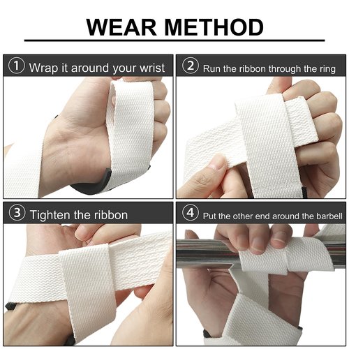 HiRui Premium Cotton Lifting Wrist Straps 25" Deadlift Straps with Upgraded Neoprene Padding & Anti-Skid Silicone Array, Maximum Hand Grip Support for Weightlifting, Strength Training (White)