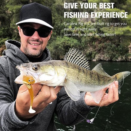 Dovesun 10PCS Ready Tied Carolina Rig Kit for Bass Fishing Catfish Rig Catfish Hook Kit with Bass Hooks Swivel, Fluorocarbon Line, Weights 1/2 OZ