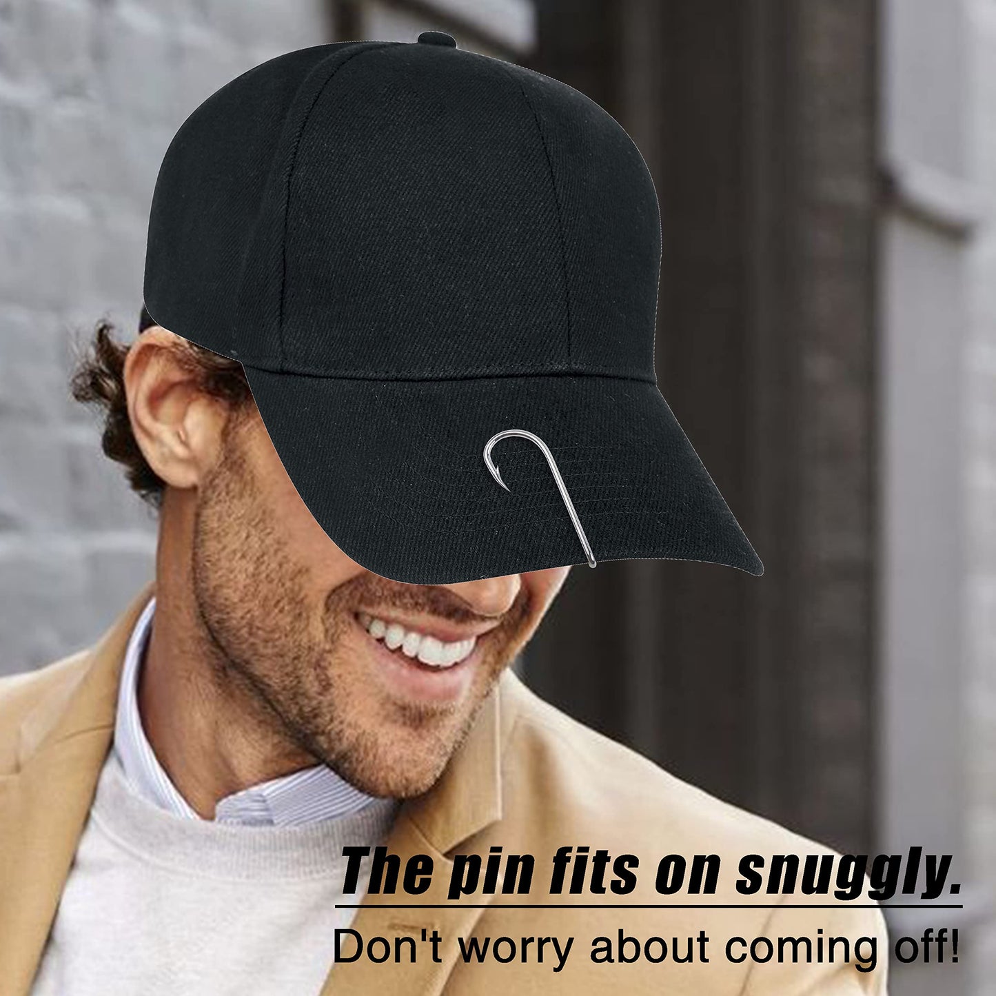 Fishing Hook Hat Pins Fishing Hook Hat Clip Fish Hooks for Hat, Gold/Black Fish Hook Hat Tie Clip for Outdoor 12PCS (mixed-12pcs)