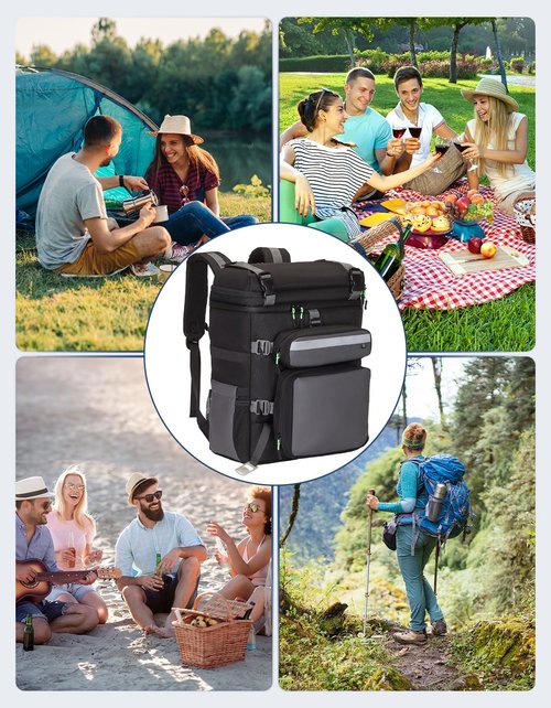 DEERFAMY Backpack Cooler Leakproof, 26L/54 Cans Insulated Waterproof Cooler Lunch Bag for Men Women, Portable Large Ice Cooler Backpack, Compartments Thermal Bag for Travel, Beach, Camping