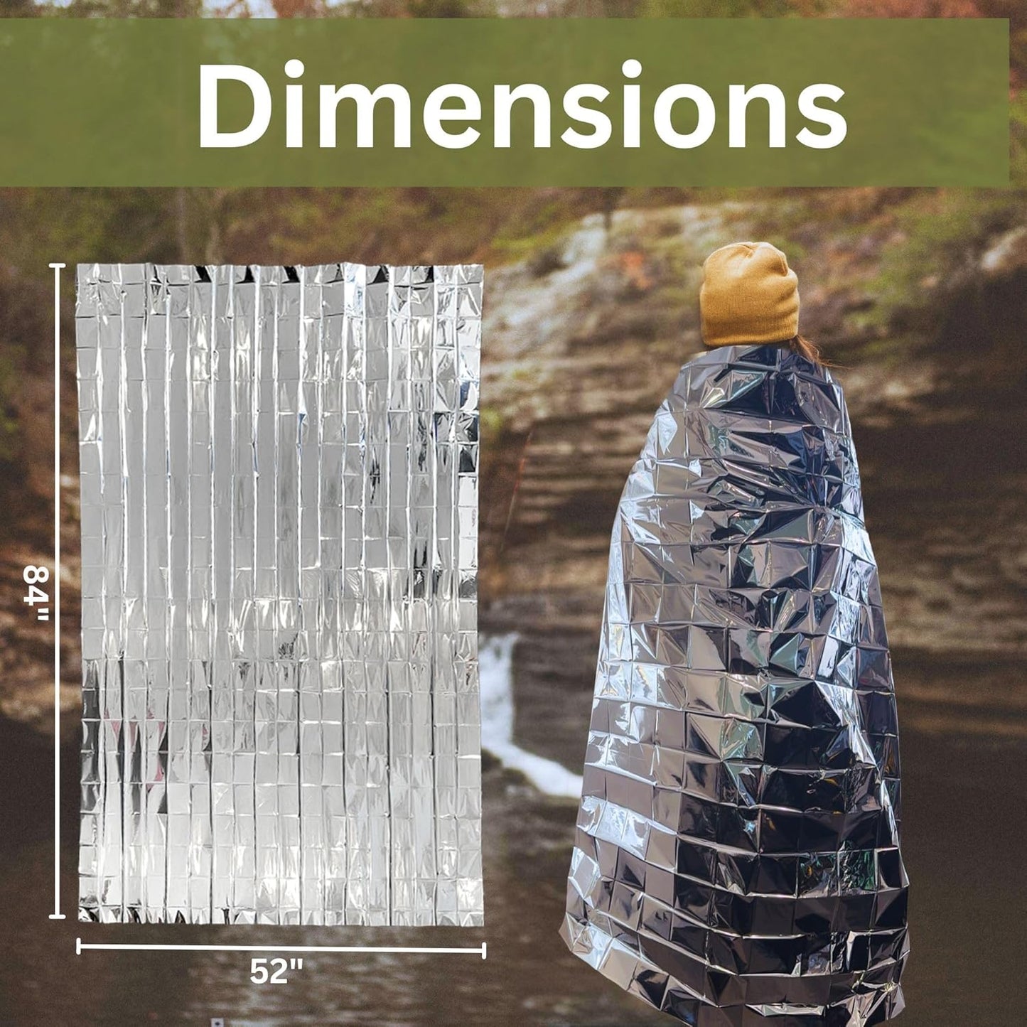 [5 Pack] Thermal Reflective Emergency Blanket 52”x84” | Emergency Mylar Blankets | Survival Blanket for Survival Supplies | Camping, Hiking, or Emergencies