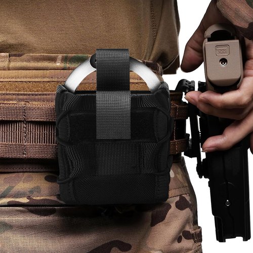 SMONT Security Handcuff Holder Tactical Handcuff Holster for Law Enforcement Adjustable Belt Clip Heavy Duty Nylon Restraint Holder Universal Fit for Police Security Guards Duty Use