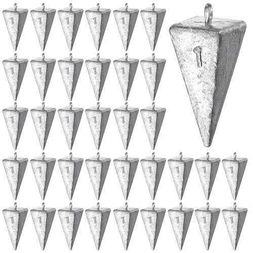 Leyndo 36 Pcs 1oz Pyramid Sinkers Fishing Weights Saltwater Fishing Weights Sinkers Fishing Gear Tackles for Ocean Saltwater Surf