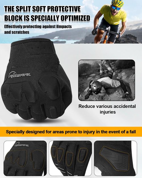 RIGWARL Mountain Bike Gloves, EUDE Anti-Fall Protection Motorcycle Gloves Women and Men, Ultra-Thin and Breathable Bike Glove with Touchscreen Fingers for Riding ATV MTB