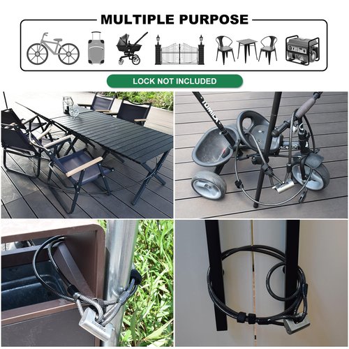 DAOSEC 10 ft x 1/2" Heavy Duty Cut-Proof Security Cable | Flexible Vinyl-Coated Braided Steel with Looped Ends | Weatherproof Anti-Theft Locking Cable for Bikes, Gates, Kayaking & Outdoor Equipment